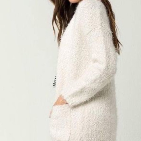 Rip Curl Snow Drify Fuzzy Boucle Cardigan Sweater Open Teddy Knit Size Small - Picture 3 of 12